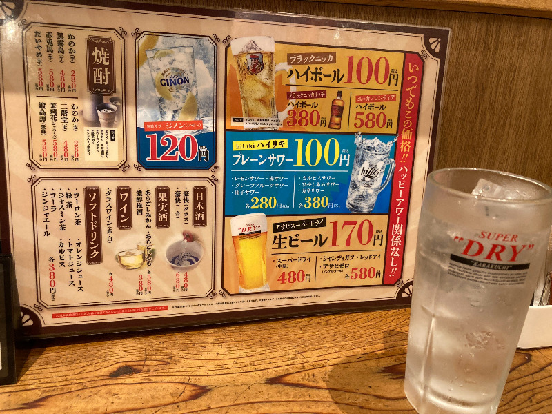 2026/07/06　100円のプレーンサワーにしては量が多いと感じた
