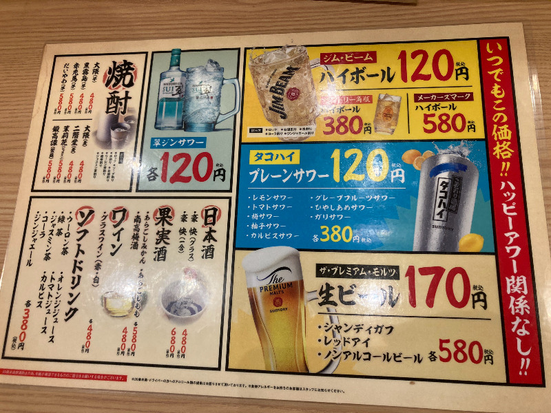 2026/07/14　ドリンクは見ての通り激安