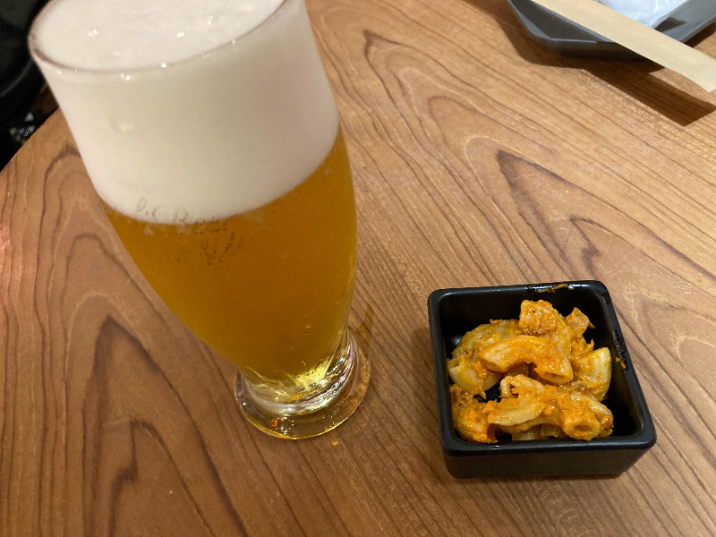 2026/07/28　お通しはマカロニ、ビールに合う味